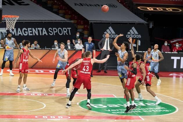 Basketball, BBL, 20210131, FC Bayern Munich Merlins Crailsheim In the picture Trae BELL HAYNES Merlins Crailsheim, 2 throw basket Munich Audi Dome Bavaria Germany Copyright: Passion2Press MarkusxFischerx