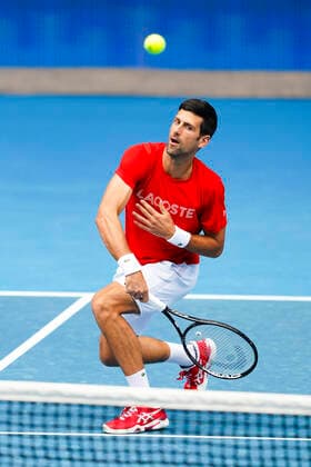 TENNIS AUSTRALIAN OPEN PRACTICE, Novak Djokovic of Serbia in action during an Australian Open practice session at Melbourne Park in Melbourne, Monday, February 1, 2021. ( NO ARCHIVING, EDITORIAL USE ONLY, NO USE IN BOOKS WITHOUT CONSENT MELBOURNE VIC AUSTRALIA  Copyright: xDAVExHUNTx 20210201001517483145