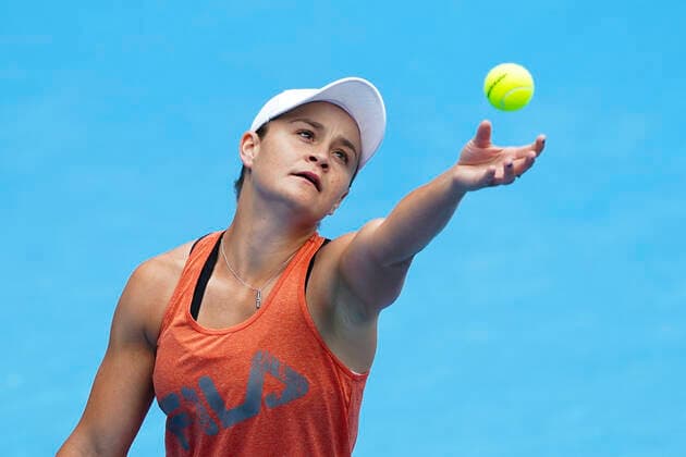 TENNIS AUSTRALIAN OPEN PRACTICE, Ashleigh Barty of Australia in action during an Australian Open practice session at Melbourne Park in Melbourne, Monday, February 1, 2021. ( NO ARCHIVING, EDITORIAL USE ONLY, NO USE IN BOOKS WITHOUT CONSENT MELBOURNE VIC AUSTRALIA  Copyright: xDAVExHUNTx 20210201001517495530