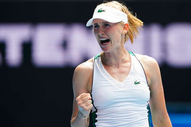 TENNIS WTA, Tennis Damen GIPPSLAND TROPHY, Jil Teichmann of Switzerland reacts during the Round 1 Gippsland Trophy match against Cori Gauff of the United States of America at Melbourne Park in Melbourne, Monday, February 1, 2021. ( NO ARCHIVING, EDITORIAL USE ONLY, NO USE IN BOOKS WITHOUT CONSENT MELBOURNE VIC AUSTRALIA  Copyright: xDAVExHUNTx 20210201001517500795