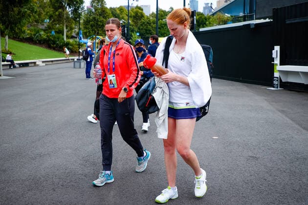 Greet Minnen WTA, Tennis Damen 110) and Alison Van Uytvanck (WTA 65) following a tennis match between Alison Van Uytvanck vs Taiwanese Su-Wei Hsieh, in the first round of the women s singles at the Yarra Valley Classic tournament, a Summer Series tournament ahead of the Australian Open grand slam, Monday 01 February 2021 in Melbourne Park, Melbourne, Australia. PATRICKxHAMILTON  x05951385x