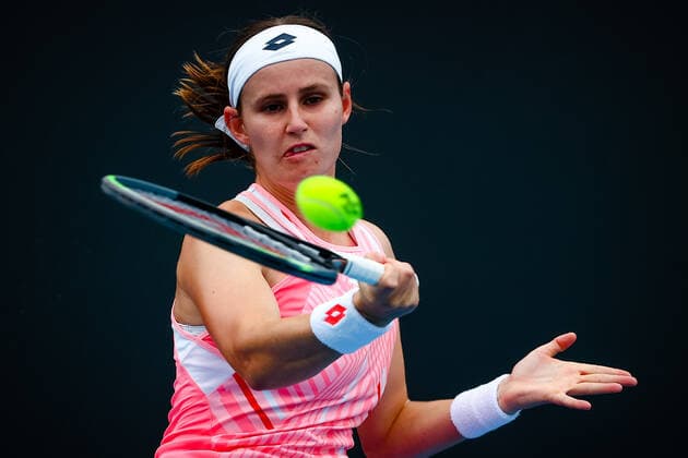 Greet Minnen WTA, Tennis Damen 110) during her opening tennis match between Belgian Greet Minnen and Serbian Olga Danilovic, in the first round of the women s singles at the Yarra Valley Classic tournament, a Summer Series tournament ahead of the Australian Open grand slam, Monday 01 February 2021 in Melbourne Park, Melbourne, Australia. PATRICKxHAMILTON  x2635117x