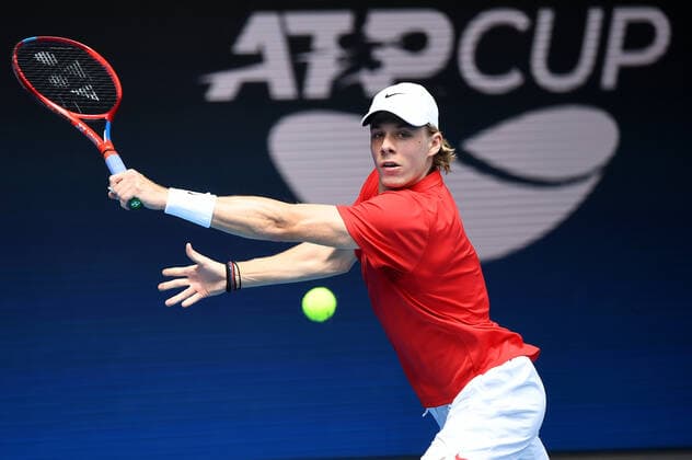 TENNIS ATP, Tennis Herren CUP, Denis Shapovalov of Canada is seen during Round 1 of the ATP Cup against Novak Djokovic of Serbi at Melbourne Park in Melbourne, Tuesday, February 2, 2021. ( NO ARCHIVING, EDITORIAL USE ONLY, NO USE IN BOOKS WITHOUT CONSENT MELBOURNE VIC AUSTRALIA  Copyright: xDAVExHUNTx 20210202001517693152
