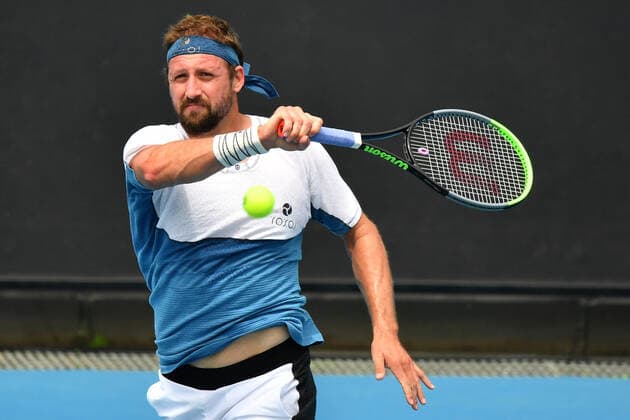 TENNIS GREAT OCEAN ROAD OPEN, Tennys Sandgren of the USA is seen during the Round 1 Great Ocean Road Open - ATP, Tennis Herren 250 match against John-Patrick Smith of Australia at Melbourne Park in Melbourne, Tuesday, February 2, 2021. ( NO ARCHIVING, EDITORIAL USE ONLY, NO USE IN BOOKS WITHOUT CONSENT MELBOURNE VIC AUSTRALIA  Copyright: xDEANxLEWINSx 20210202001517698145