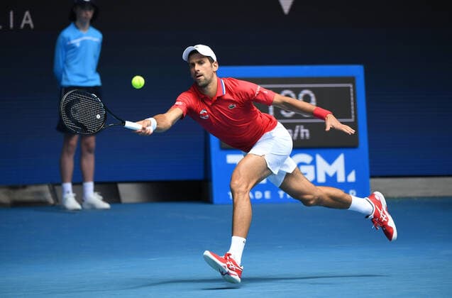 TENNIS ATP, Tennis Herren CUP, Novak Djokovic of Serbia is seen during Round 1 of the ATP Cup against Denis Shapovalov of Canada at Melbourne Park in Melbourne, Tuesday, February 2, 2021. ( NO ARCHIVING, EDITORIAL USE ONLY, NO USE IN BOOKS WITHOUT CONSENT MELBOURNE VIC AUSTRALIA  Copyright: xDAVExHUNTx 20210202001517699578