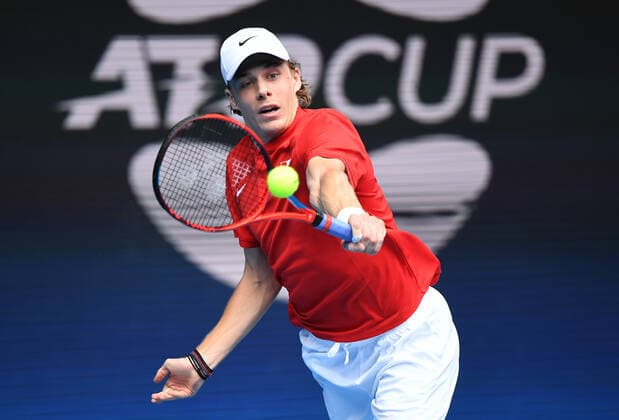 TENNIS ATP, Tennis Herren CUP, Denis Shapovalov of Canada is seen during Round 1 of the ATP Cup against Novak Djokovic of Serbi at Melbourne Park in Melbourne, Tuesday, February 2, 2021. ( NO ARCHIVING, EDITORIAL USE ONLY, NO USE IN BOOKS WITHOUT CONSENT MELBOURNE VIC AUSTRALIA  Copyright: xDAVExHUNTx 20210202001517701896