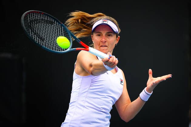 Nadia Podoroska WTA, Tennis Damen 47) in action during a tennis match against Belgian Greet Minnen, in the second round of the women s singles at the Yarra Valley Classic tournament, a Summer Series tournament ahead of the Australian Open grand slam, Tuesday 02 February 2021 in Melbourne Park, Melbourne, Australia. PATRICKxHAMILTON  x2635403x