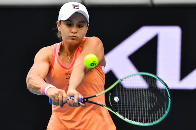 TENNIS YARRA VALLEY CLASSIC, Ashleigh Barty of Australia in action during the Round 2 Yarra Valley Classic - WTA, Tennis Damen 500 match against Ana Bogdan of Romania at Melbourne Park in Melbourne, Tuesday, February 2, 2021. ( NO ARCHIVING, EDITORIAL USE ONLY, NO USE IN BOOKS WITHOUT CONSENT MELBOURNE VIC AUSTRALIA  Copyright: xDEANxLEWINSx 20210202001517730293