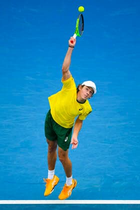 TENNIS ATP, Tennis Herren CUP, Alex de Minaur of Australia in action during Round 1 of the ATP Cup against Roberto Bautista Agut of Spain at Melbourne Park in Melbourne, Tuesday, February 2, 2021. ( NO ARCHIVING, EDITORIAL USE ONLY, NO USE IN BOOKS WITHOUT CONSENT MELBOURNE VIC AUSTRALIA  Copyright: xDAVExHUNTx 20210202001517733697