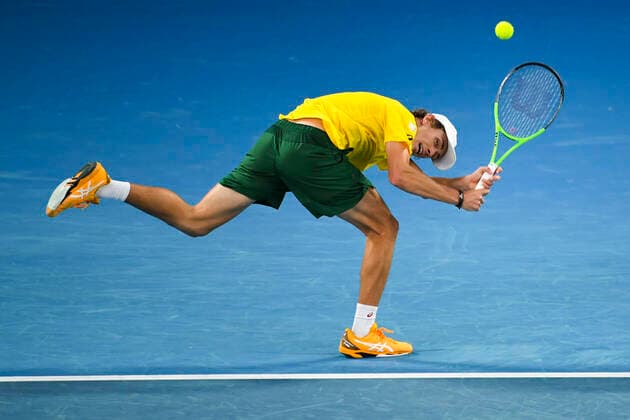 TENNIS ATP, Tennis Herren CUP, Alex de Minaur of Australia in action during Round 1 of the ATP Cup against Roberto Bautista Agut of Spain at Melbourne Park in Melbourne, Tuesday, February 2, 2021. ( NO ARCHIVING, EDITORIAL USE ONLY, NO USE IN BOOKS WITHOUT CONSENT MELBOURNE VIC AUSTRALIA  Copyright: xDAVExHUNTx 20210202001517738788