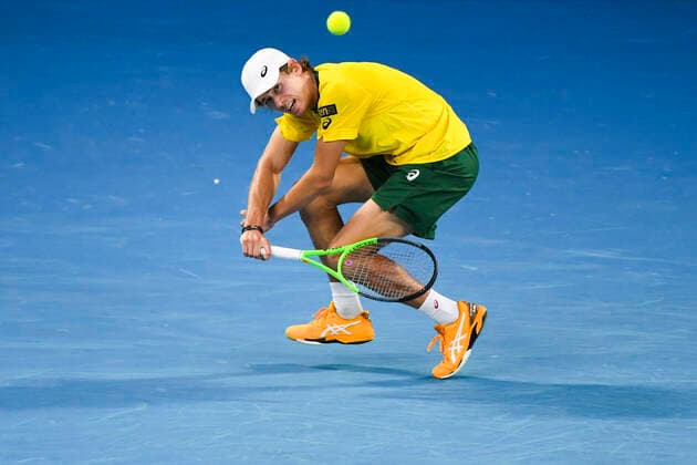 TENNIS ATP, Tennis Herren CUP, Alex de Minaur of Australia in action during Round 1 of the ATP Cup against Roberto Bautista Agut of Spain at Melbourne Park in Melbourne, Tuesday, February 2, 2021. ( NO ARCHIVING, EDITORIAL USE ONLY, NO USE IN BOOKS WITHOUT CONSENT MELBOURNE VIC AUSTRALIA  Copyright: xDAVExHUNTx 20210202001517740065