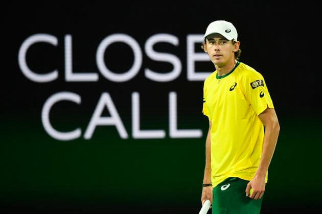 TENNIS ATP, Tennis Herren CUP, Alex de Minaur of Australia reacts during Round 1 of the ATP Cup against Roberto Bautista Agut of Spain at Melbourne Park in Melbourne, Tuesday, February 2, 2021. ( NO ARCHIVING, EDITORIAL USE ONLY, NO USE IN BOOKS WITHOUT CONSENT MELBOURNE VIC AUSTRALIA  Copyright: xDAVExHUNTx 20210202001517745631