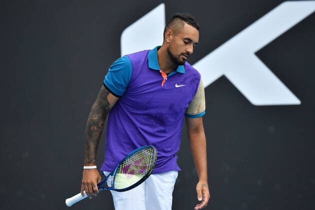 TENNIS MURRAY RIVER OPEN, Nick Kyrgios of Australia in action during the Round 1 Murray River Open - ATP, Tennis Herren 250 match against Alexandre Muller of France at Melbourne Park in Melbourne, Tuesday, February 2, 2021. ( NO ARCHIVING, EDITORIAL USE ONLY, NO USE IN BOOKS WITHOUT CONSENT MELBOURNE VIC AUSTRALIA  Copyright: xDEANxLEWINSx 20210202001517745864