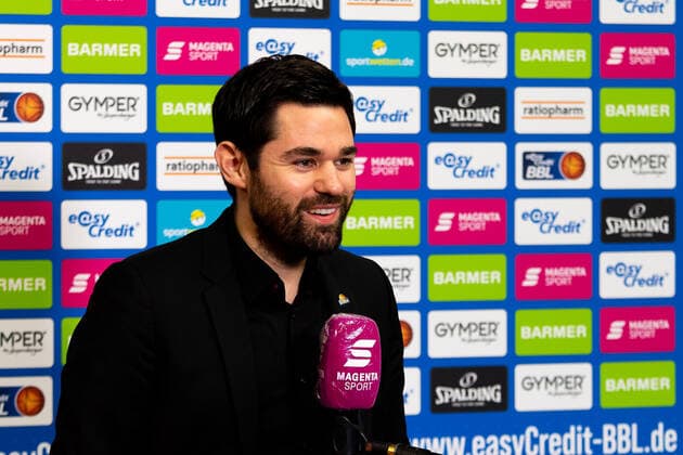 Coach Sebastian Gleim Fraport Skyliners in pre-match interview with Magenta Sport GER, Ratiopharm Ulm vs Fraport Skyliners, easycredit 1 Bundesliga Basketball, 4 Matchday, Season 2020 21, 02 02 2021 Ratiopharm Ulm vs Fraport Skyliners, Basketball Neu Ulm Copyright: xEibner-Pressefoto RogerxBuerkex EP_EER