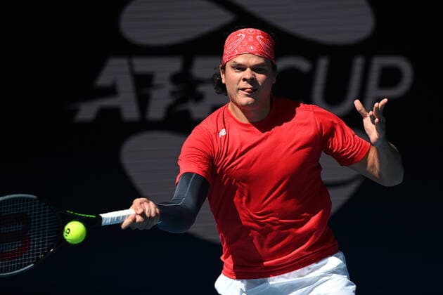 TENNIS ATP, Tennis Herren CUP, Milos Raonic of Canada in action during the ATP Cup match against Jan-Lennard Struff of Germany at Melbourne Park in Melbourne, Wednesday, February 3, 2021. ( NO ARCHIVING, EDITORIAL USE ONLY, NO USE IN BOOKS WITHOUT CONSENT MELBOURNE VIC AUSTRALIA  Copyright: xDEANxLEWINSx 20210203001517904490