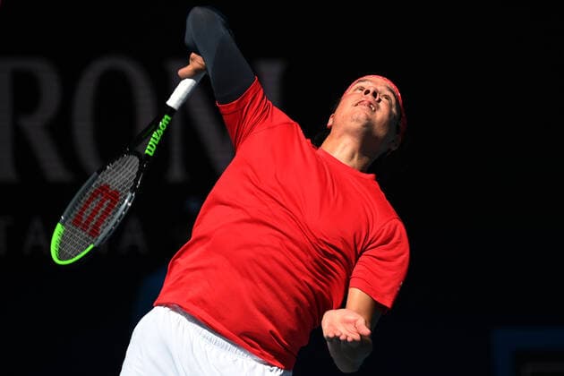 TENNIS ATP, Tennis Herren CUP, Milos Raonic of Canada in action during the ATP Cup match against Jan-Lennard Struff of Germany at Melbourne Park in Melbourne, Wednesday, February 3, 2021. ( NO ARCHIVING, EDITORIAL USE ONLY, NO USE IN BOOKS WITHOUT CONSENT MELBOURNE VIC AUSTRALIA  Copyright: xDEANxLEWINSx 20210203001517904682