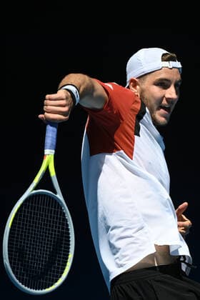 TENNIS ATP, Tennis Herren CUP, Jan-Lennard Struff of Germany in action during the ATP Cup match against Milos Raonic of Canada at Melbourne Park in Melbourne, Wednesday, February 3, 2021. ( NO ARCHIVING, EDITORIAL USE ONLY, NO USE IN BOOKS WITHOUT CONSENT MELBOURNE VIC AUSTRALIA  Copyright: xDEANxLEWINSx 20210203001517914162