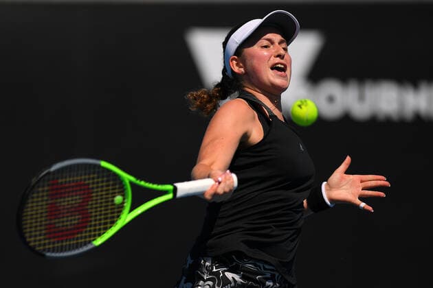 TENNIS GIPPSLAND TROPHY, Jelena Ostapenko of Latvia in action during the Gippsland Trophy - WTA, Tennis Damen 500 match against Elina Svitolina of Ukraine at Melbourne Park in Melbourne, Wednesday, February 3, 2021. ( NO ARCHIVING, EDITORIAL USE ONLY, NO USE IN BOOKS WITHOUT CONSENT MELBOURNE VIC AUSTRALIA  Copyright: xJAMESxROSSx 20210203001517927836