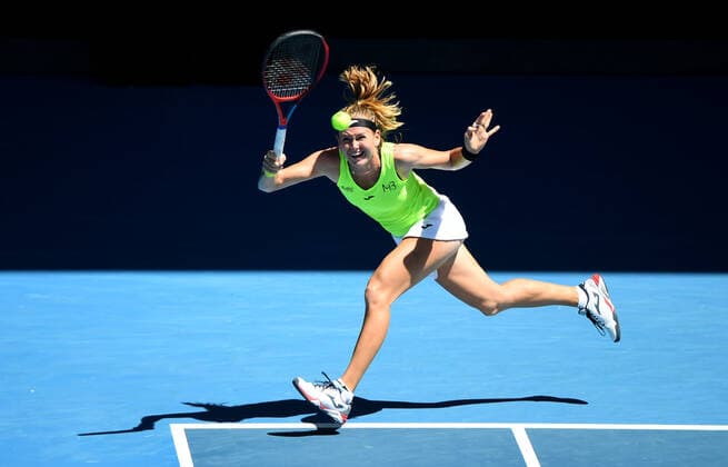 TENNIS YARRA VALLEY CLASSIC, Marie Bouzkova of the Czech Republic in action during the Round 3 Yarra Valley Classic - WTA, Tennis Damen 500 match against Ashleigh Barty of Australia at Melbourne Park in Melbourne, Wednesday, February 3, 2021. ( NO ARCHIVING, EDITORIAL USE ONLY, NO USE IN BOOKS WITHOUT CONSENT MELBOURNE VIC AUSTRALIA  Copyright: xDAVExHUNTx 20210203001517943391