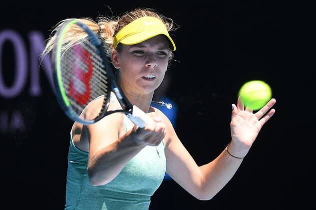TENNIS GIPPSLAND TROPHY, Katie Boulter of Great Britain is seen during the Round 3 Gippsland Trophy - WTA, Tennis Damen 500 match against Naomi Osaka of Japan at Melbourne Park in Melbourne, Saturday, August 22, 2020. ( NO ARCHIVING, EDITORIAL USE ONLY, NO USE IN BOOKS WITHOUT CONSENT MELBOURNE VIC AUSTRALIA  Copyright: xDAVExHUNTx 20210203001517956375