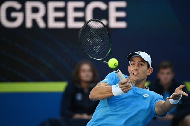 TENNIS ATP, Tennis Herren CUP, Michail Pervolarakis of Greece in action during the ATP Cup against John Millman of Australia at Melbourne Park in Melbourne, Wednesday, February 3, 2021. ( NO ARCHIVING, EDITORIAL USE ONLY, NO USE IN BOOKS WITHOUT CONSENT MELBOURNE VIC AUSTRALIA  Copyright: xDEANxLEWINSx 20210203001517972610
