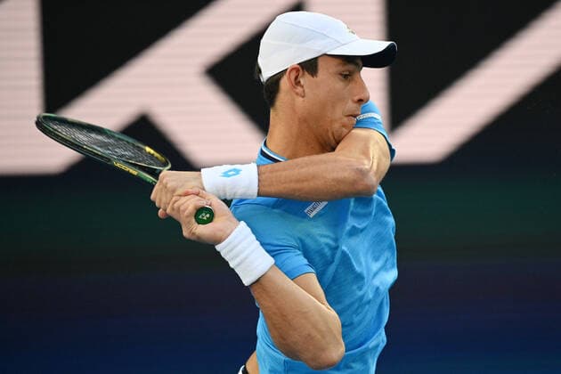 TENNIS ATP, Tennis Herren CUP, Michail Pervolarakis of Greece in action during the ATP Cup against John Millman of Australia at Melbourne Park in Melbourne, Wednesday, February 3, 2021. ( NO ARCHIVING, EDITORIAL USE ONLY, NO USE IN BOOKS WITHOUT CONSENT MELBOURNE VIC AUSTRALIA  Copyright: xDEANxLEWINSx 20210203001517972703
