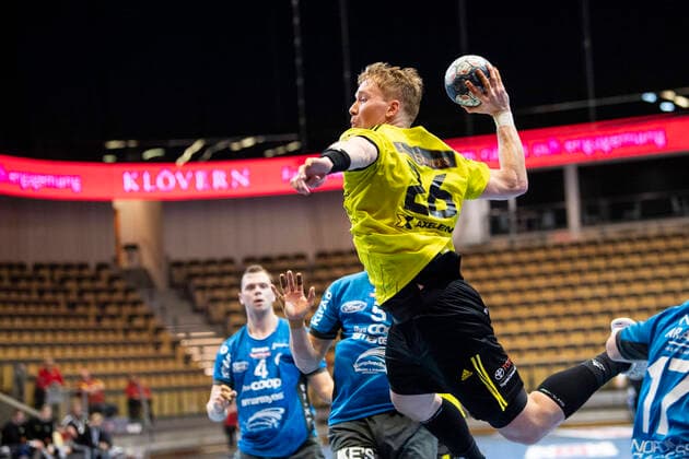 210203 Sävehofs Jonathan Edvardsson during the handball match in the Handball League between Sävehof and Aranäs on 3 February 2021 in Partille,  Copyright: CARLxSANDIN BB210203CS029