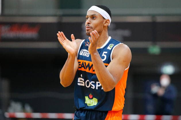 Leverkusen, Germany 03 February 2021 2 BBL Pro A 2020 2021 Bayer Giants Leverkusen vs Rostock Seawolves Chris Carter Rostock Seawolves Ostermann Arena Nordrhein Westfalen Copyright: xFotostandx xvanxderxVeldenx