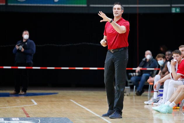Leverkusen, Germany 03 February 2021 2 BBL Pro A 2020 2021 Bayer Giants Leverkusen vs Rostock Seawolves Headcoach Hansi Gnad Bayer Giants Leverkusen Ostermann Arena Nordrhein Westfalen Copyright: xFotostandx xvanxderxVeldenx