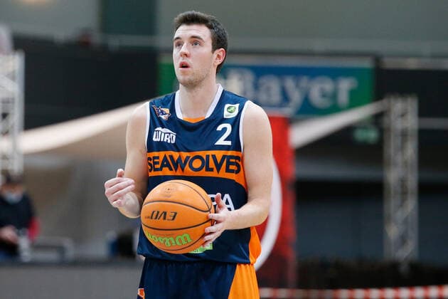 Leverkusen, Germany 03 February 2021 2 BBL Pro A 2020 2021 Bayer Giants Leverkusen vs Rostock Seawolves Tyler Nelson Rostock Seawolves Ostermann Arena Nordrhein Westfalen Copyright: xFotostandx xvanxderxVeldenx