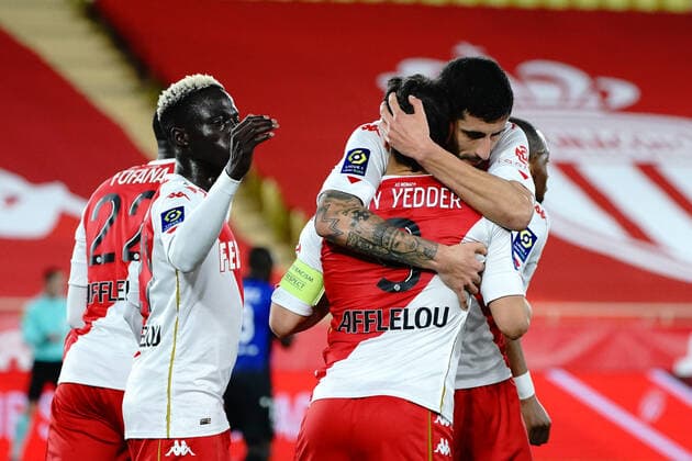 Fußball, AS Monaco - OGC Nizza Joie- Wissam Ben Yedder (AS Monaco) - Guillermo Maripan (AS monaco) FOOTBALL : AS Monaco vs OGC Nice - Ligue 1 Uber Eats - Monaco - 03 02 2021 NorbertScanella PanoramiC 