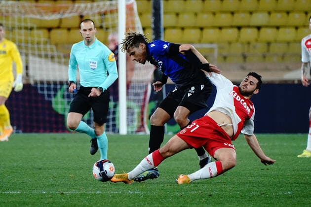 Sport Bilder des Tages Jean Clair Todibo (OGC Nice) - Kevin Volland (AS Monaco) FOOTBALL : AS Monaco vs OGC Nice - Ligue 1 Uber Eats - Monaco - 03 02 2021 NorbertScanella PanoramiC 