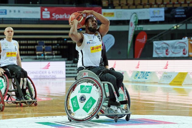 03 02 2021, xovx, wheelchair basketball, 1 Bundesliga, RSV Lahn Dill Rhine River Rhinos Wiesbaden Brian Bell RSV Lahn Dill , punter Wetzlar Rittal Arena Hesse Germany EN
