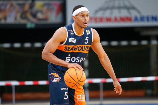 Leverkusen, Germany 03 February 2021 2 BBL Pro A 2020 2021 Bayer Giants Leverkusen vs Rostock Seawolves Chris Carter Rostock Seawolves Ostermann Arena Nordrhein Westfalen Copyright: xFotostandx xvanxderxVeldenx