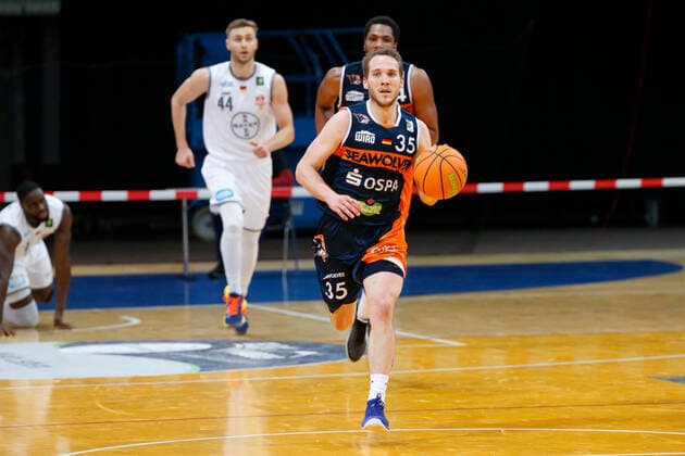 Leverkusen, Germany 03 February 2021 2 BBL Pro A 2020 2021 Bayer Giants Leverkusen vs Rostock Seawolves Brad Loesing Rostock Seawolves Ostermann Arena Nordrhein Westfalen Copyright: xFotostandx xvanxderxVeldenx