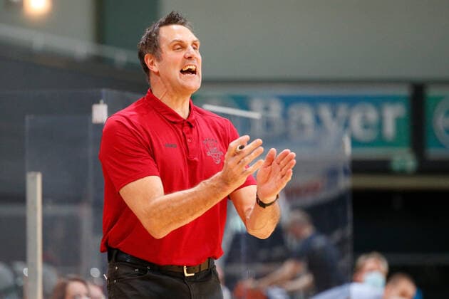 Leverkusen, Germany 03 February 2021 2 BBL Pro A 2020 2021 Bayer Giants Leverkusen vs Rostock Seawolves Headcoach Hansi Gnad Bayer Giants Leverkusen Ostermann Arena Nordrhein Westfalen Copyright: xFotostandx xvanxderxVeldenx