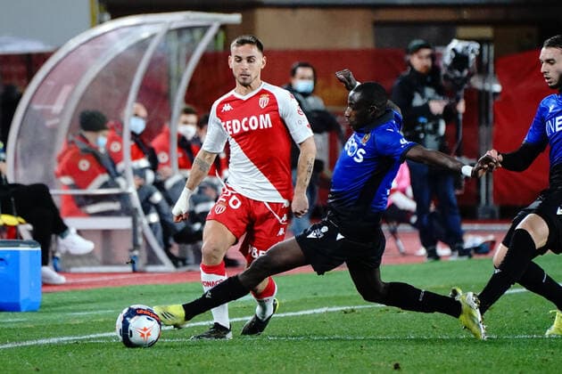 Hassane Kamara (OGC Nice) - Ruben Aguilar (AS Monaco) FOOTBALL : AS Monaco vs OGC Nice - Ligue 1 Uber Eats - Monaco - 03 02 2021 NorbertScanella PanoramiC 