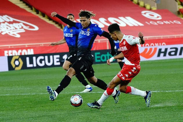 Jean Clair Todibo (OGC Nice) - Sofiane Diop (AS Monaco) FOOTBALL : AS Monaco vs OGC Nice - Ligue 1 Uber Eats - Monaco - 03 02 2021 NorbertScanella PanoramiC 