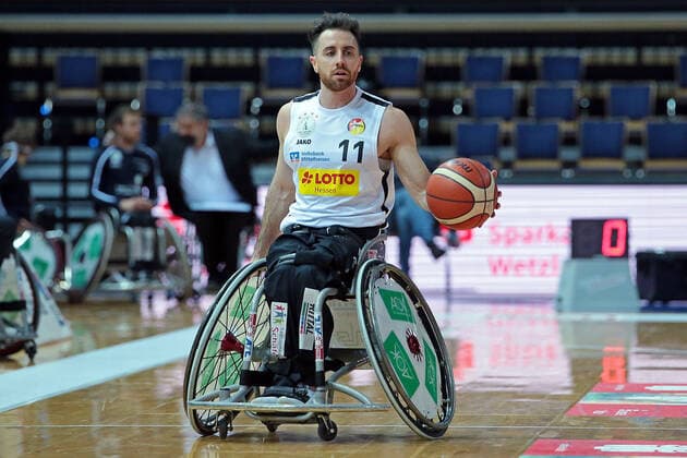 03 02 2021, xovx, wheelchair basketball, 1 Bundesliga, RSV Lahn Dill Rhine River Rhinos Wiesbaden Steve Serio RSV Lahn Dill , punter Wetzlar Rittal Arena Hesse Germany EN