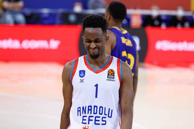 February 4, 2021, Barcelona, Spain: Rodrigue Beaubois of Anadolu Efes Istanbul during the Turkish Airlines EuroLeague match between FC Barcelona, Barca and Anadolu Efes Istanbul at Palau Blaugrana in Barcelona, Spain. Barcelona Spain - ZUMAd159 20210204_zia_d159_111 Copyright: xDavidxRamirezx