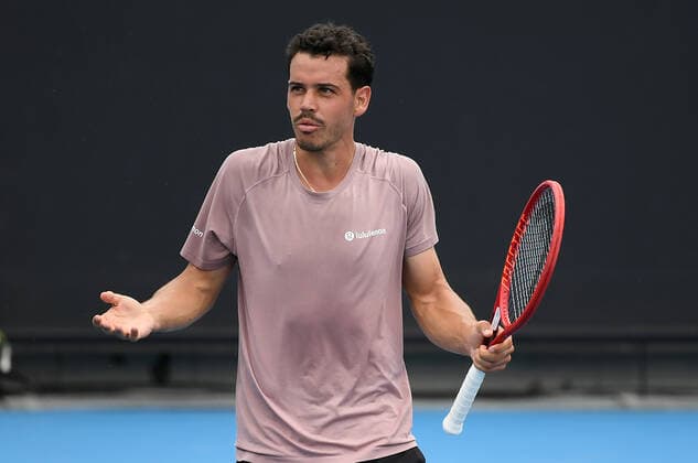 TENNIS MURRAY RIVER OPEN, Alex Bolt of Australia reacts during his Murray River Open - ATP, Tennis Herren 250 match against Stan Wawrinka of Switzerland at Melbourne Park in Melbourne, Friday, February 5, 2021.. ( NO ARCHIVING, EDITORIAL USE ONLY, NO USE IN BOOKS WITHOUT CONSENT MELBOURNE VIC AUSTRALIA  Copyright: xDAVExHUNTx 20210205001518444483