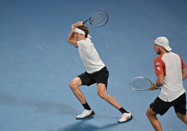 Australian Open 2021 ATP Cup Melbourne German Team beats Serbia to qualify for the Semifinal against Russia Jan Lennard Struff, Alexander Zverev , Kevin Krawietz ,Andreas Mies and Team Captain Mischa Zverev Jan Lennard Struff and Alexander Zverev winning the deciding Doubles