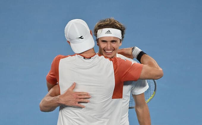 Australian Open 2021 ATP Cup Melbourne German Team beats Serbia to qualify for the Semifinal against Russia Jan Lennard Struff, Alexander Zverev , Kevin Krawietz ,Andreas Mies and Team Captain Mischa Zverev Jan Lennard Struff and Alexander Zverev winning the deciding Doubles