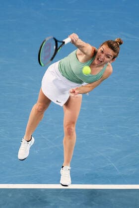 February 5, 2021: 1st seed Simona HALEP of Romania in action against 9th seed Ekaterina ALEXANDROVA of the Russian Federation in a quarter final match of the Gippsland Trophy tournament on Margaret Court Arena, in Melbourne, Australia. Cal Media. Melbourne Australia - ZUMAc04_ 20210205_zaf_c04_003 Copyright: xSydneyxLowx