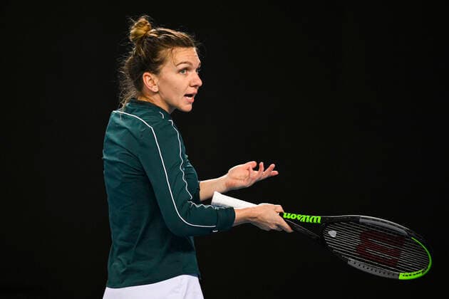 TENNIS GIPPSLAND TROPHY, Simona Halep of Romania reacts during the Quarter Final Gippsland Trophy - WTA, Tennis Damen 500 match against Ekaterina Alexandrova of Russia at Melbourne Park in Melbourne, Friday, February 5, 2021. ( NO ARCHIVING, EDITORIAL USE ONLY, NO USE IN BOOKS WITHOUT CONSENT MELBOURNE VIC AUSTRALIA  Copyright: xDEANxLEWINSx 20210205001518453220