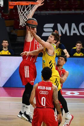 Jonas MATTISSECK Berlin , Action,Duel against Leon RADOSEVIC FCB Basketball EuroLeague FC Bayern Muenchen Alba Berlin, on 05 02 2021, A U D I D O M E