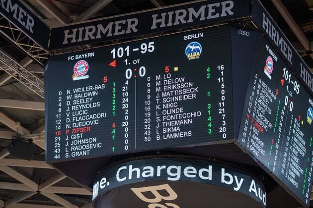 Scoreboard, FC Bayern Basketball vs Alba Berlin, EuroLeague, 05 02 2021 Munich Bavaria Germany Copyright: xkolbert-press UlrichxGamelx