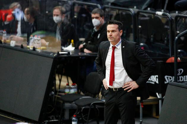 BBL easyCredit Basketball Bundesliga Season 2020 2021 16 Matchday on Friday, 05 February 2021 at edel optics de Arena in Hamburg Hamburg Towers Medi Bayreuth Headcoach Raoul Korner Bayreuth Hamburg Towers Medi Bayreuth