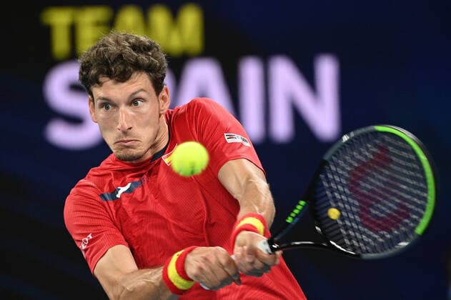 TENNIS ATP, Tennis Herren CUP, Pablo Carreno Busta of Spain in action during the semi-finals of the ATP Cup against Fabio Fognini of Italy at Melbourne Park in Melbourne, Saturday, February 6, 2021. ( NO ARCHIVING, EDITORIAL USE ONLY, NO USE IN BOOKS WITHOUT CONSENT MELBOURNE VIC AUSTRALIA  Copyright: xDEANxLEWINSx 20210206001518620026