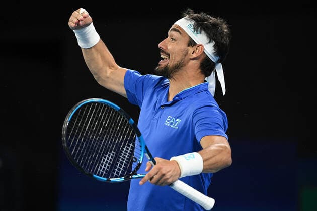 TENNIS ATP, Tennis Herren CUP, Fabio Fognini of Italy gestures during the semi-finals of the ATP Cup against Pablo Carreno Busta of Spain at Melbourne Park in Melbourne, Saturday, February 6, 2021. ( NO ARCHIVING, EDITORIAL USE ONLY, NO USE IN BOOKS WITHOUT CONSENT MELBOURNE VIC AUSTRALIA  Copyright: xDEANxLEWINSx 20210206001518623527